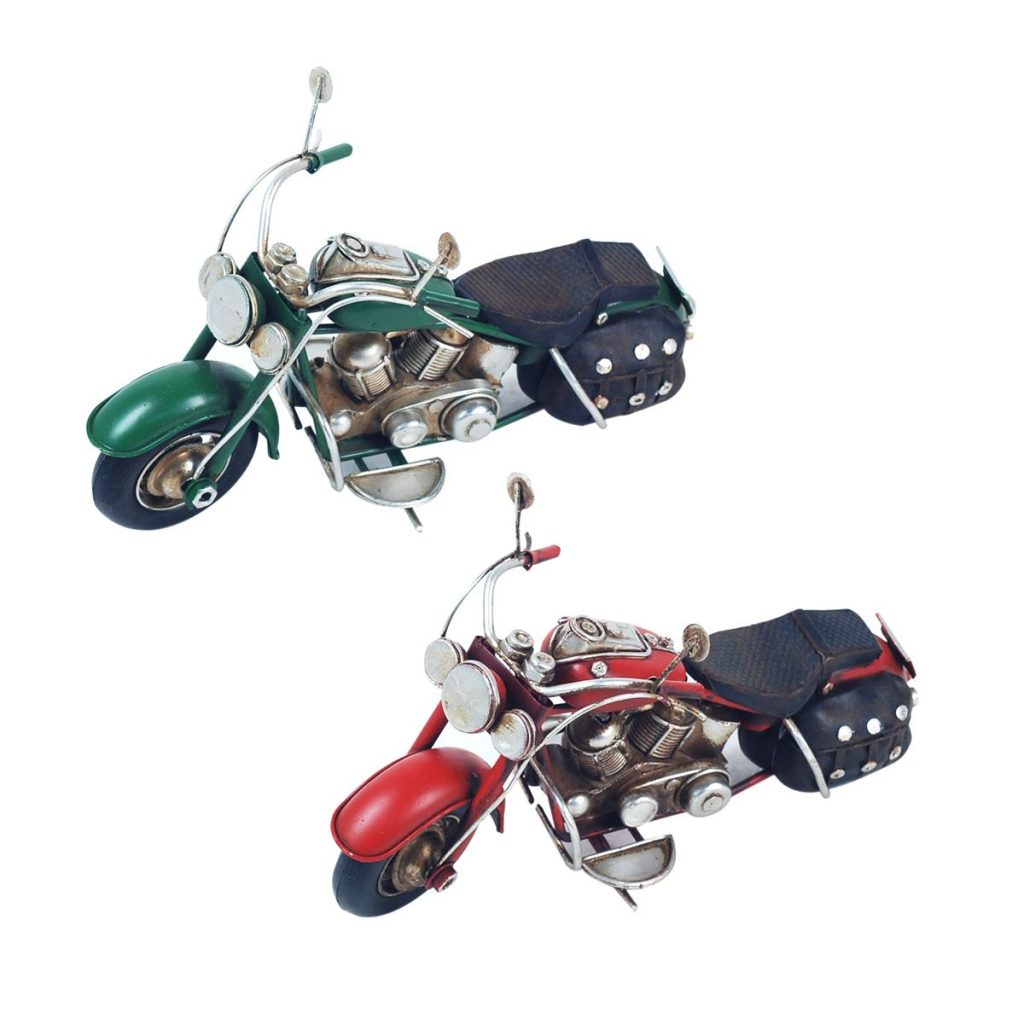 Motocicleta de hojalata y resina decoración