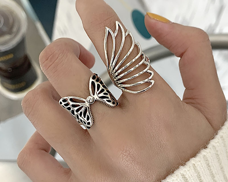 Anillos de fiesta de Plata alas de mariposa joyería
